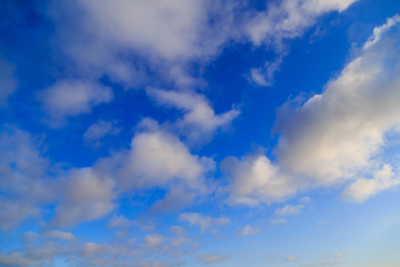 Clouds after rain before sunset as a background