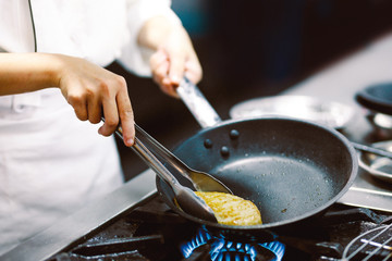 Chef preparing food, meal, in the kitchen, chef cooking, Chef decorating dish