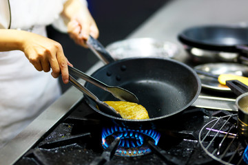 Chef preparing food, meal, in the kitchen, chef cooking, Chef decorating dish