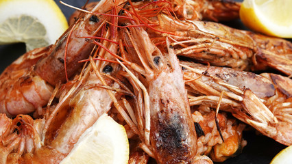 Shrimps prawns roasted delicious meal