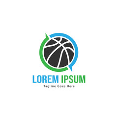 Obraz premium Basketball logo template design. Minimalist basketball logo with modern frame