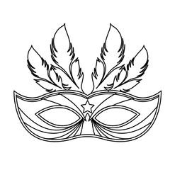 mask with feathers black and white