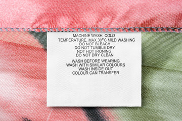Care clothes label