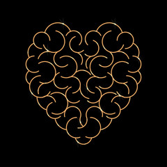 brain in form of heart empty background