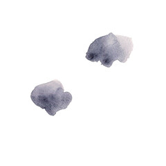 Watercolor illustration of black transparent drop drawn by hand