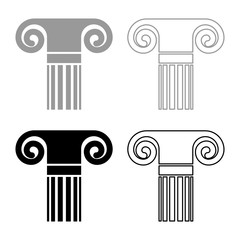 Column ancient style Antique classical column architecture element Pillar Greek roman column icon set black color vector illustration flat style image