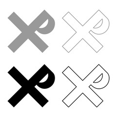 Obraz premium Cross monogram Rex tsar tzar czar Symbol of the His cross Saint Justin sign Religious cross icon set black color vector illustration flat style image