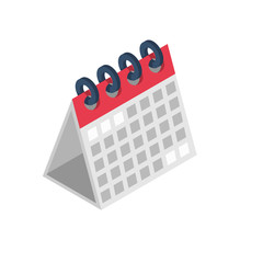 Calendar isometric icon. 3D sign isolated on white background. Symbol deadline agenda. Vector illustration flat design. Schedule cartoon.