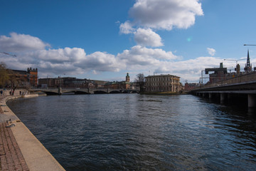 Fototapeta premium Government buildings and castle a winter day in Stockholm