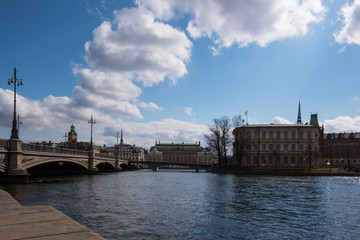 Fototapeta premium Government buildings and castle a winter day in Stockholm