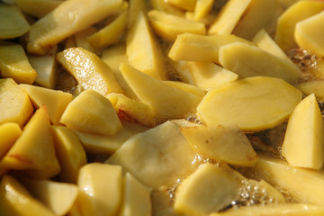 potato close-up in oil