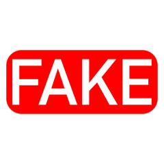 fake stamp white letters on red background