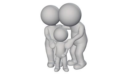 3D People - family with child - isolated on white background