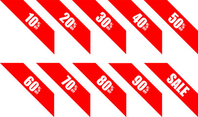 sale red ribbons for corner of banner