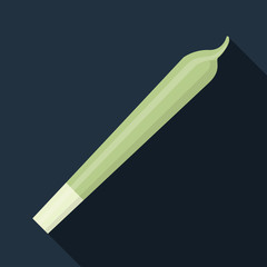 Flat vector icon of marijuana joint. Cigarette with medical cannabis. Colorful spliff illustration