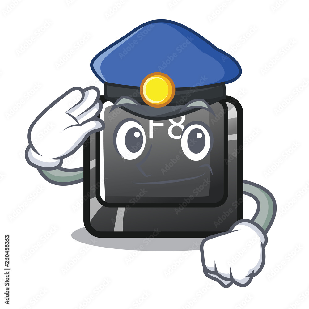 Sticker Police button f8 in the shape character