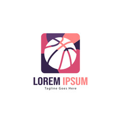 Basketball logo template design. Minimalist basketball logo with modern frame