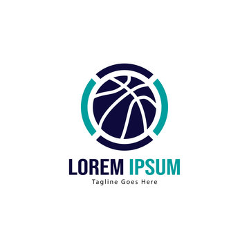 Basketball logo template design. Minimalist basketball logo with modern frame