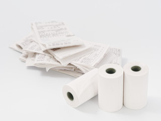 cash tape in rolls. on a white background