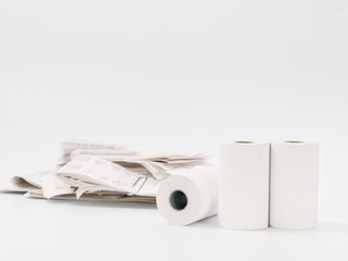 cash tape in rolls. on a white background