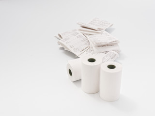 cash tape in rolls. on a white background