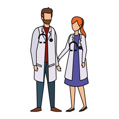 couple of professionals doctors avatars characters