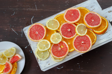 Slices of Grapefruit, lemon and orange