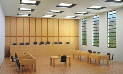 Kleine Halle oder leerer Gerichtssaal