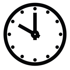 Clock face. Blank hour dial with hour and minute hand. Dots mark hours. Simple flat vector illustration
