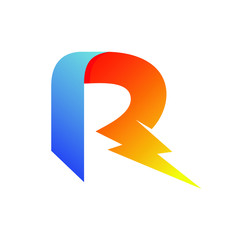 Letter R Thunder Logo Vector