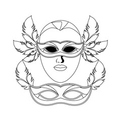 masks and feathers black and white