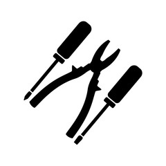 Repair services logo, icon. Tools. Pliers, screwdrivers. Black. Vector illustration.