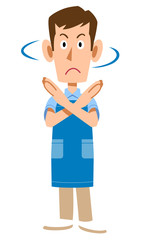 Basic RGB拒絶するエプロンを付けた男性