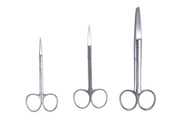 a pair of stainless steel surgical forcep isolated on white backgroundwith clipping path