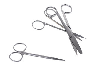 a pair of stainless steel surgical forcep isolated on white backgroundwith clipping path