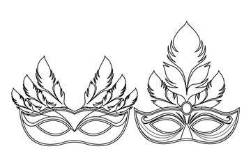 masks and feathers black and white