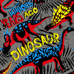 Seamless pattern with dino. Background for for kids fabric, textile. Cute dino.