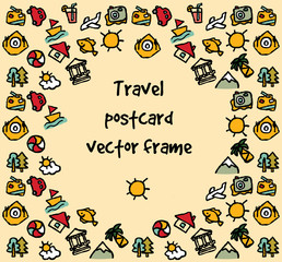 Travel journey tour trip voyage sea rest postcard color frame