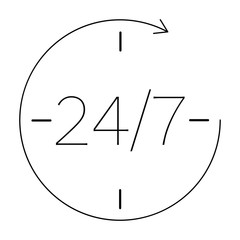 twenty four seven icon black and white