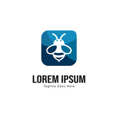 Bee logo template design. Minimalist bee logo with modern frame