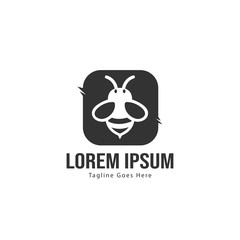 Bee logo template design. Minimalist bee logo with modern frame