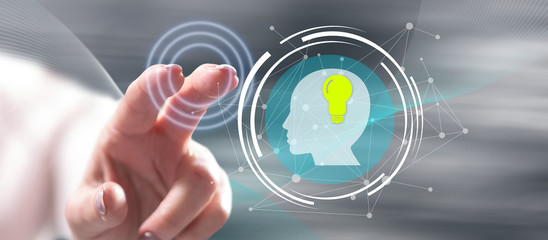 Woman touching a creativity concept