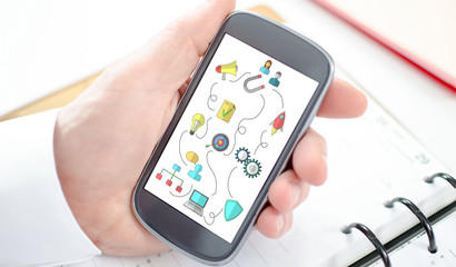 Business strategy concept on a smartphone