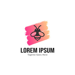 Bee logo template design. Minimalist bee logo with modern frame