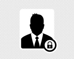 Business Man, Locked Profile Icon, Avatar Icon - Vector Illustration Isolated On Transparent Background