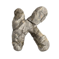 Rock letter K - Capital 3d boulder font - suitable for nature, ecology or environment related subjects