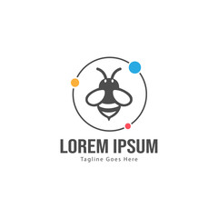 Bee logo template design. Minimalist bee logo with modern frame
