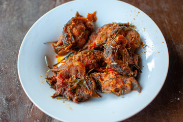 Fototapeta premium Thai Food Crispy Fish with Chilli Sauce
