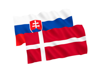 Flags of Slovakia and Denmark on a white background