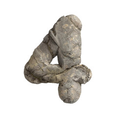 Rock number 4 -  3d boulder digit - Suitable for nature, ecology or environment related subjects